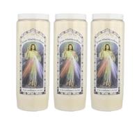 3 Bougies de Neuvaine Christ Miséricordieux 17,5cm - Bougie Neuvaine - Culte Chrétien en Cire végétale