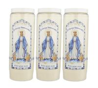 3 Bougies de Neuvaine de la Vierge Miraculeuse 17,5cm - Bougie Neuvaine - Culte Chrétien en Cire végétale