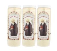 3 Bougies de Neuvaine de Saint Benoît avec prières - Bougie Neuvaine - Culte Chrétien en Cire végétale