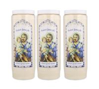 3 Bougies de neuvaine de Saint Joseph 17,5cm - Bougie Neuvaine - Culte Chrétien en Cire végétale