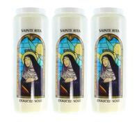 3 Bougies de Neuvaine de Sainte Rita avec prières - Bougie Neuvaine - Culte Chrétien en Cire végétale