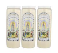 3 Bougies de Neuvaine Notre Dame de Fatima 17,5cm - Bougie Neuvaine - Culte Chrétien en Cire végétale