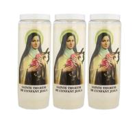 3 Bougies de Neuvaine Sainte Thérèse 17,5 cm - Bougie Neuvaine - Culte Chrétien en Cire végétale