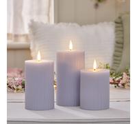 3 Bougies LED TruGlow® Lilas Rainurées avec Télécommande