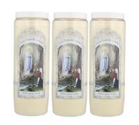 3 Bougies Neuvaine de Notre Dame de Lourdes avec prières au dos - Bougie Neuvaine - Culte Chrétien en Cire végétale