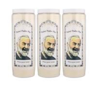 3 Bougies Neuvaine de Padre Pio 17,5cm - Bougie Neuvaine - Culte Chrétien en Cire végétale