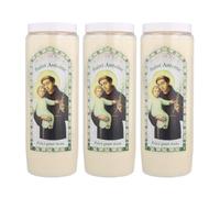 3 Bougies Neuvaine de Saint Antoine 17,5cm - Bougie Neuvaine - Culte Chrétien en Cire végétale