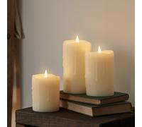 3 Bougies Piliers TruGlow®, Effet Cire Coulante, avec Télécommande