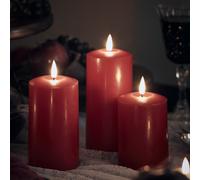 3 Bougies Piliers TruGlow® Rouges à LED avec Télécommande