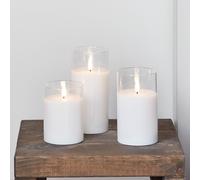 3 Bougies TruGlow® à LED Blanche avec Bougeoir en Verre