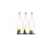 : 3 bouteilles de vin décorative avec bougie LED vacillante