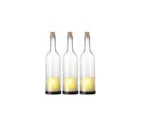 : 3 bouteilles de vin décoratives avec bougie LED vacillante - Classique