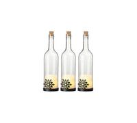 Lunartec : 3 bouteilles de vin décoratives avec bougie LED vacillante - Flocon G