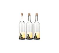 : 3 bouteilles de vin décoratives avec bougie LED vacillante - Sapin