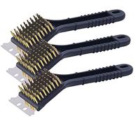 3 brosses métalliques pour barbecue avec grattoir en acier [Pearl]