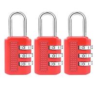 NOVAGO 3 Cadenas à Combinaison Rouge -Cadenas Métal Résistant Sécurité 3 Chiffres Réglable pour Valise, Casier, Sac de Sport, Voyage