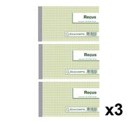 3 carnets de reçus - 10 5x18cm - Autocopiant - Dupli - 50 feuilles - Exacompta - 23170E