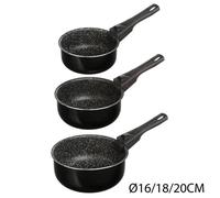 JJA Casseroles JJA 135112 – Lot de 3 16/18/20 cm Pierre poignées amovibles Noir