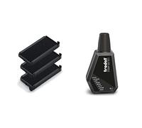 3 Cassettes d'encrage 6/4913 Noires pour tampons Trodat Printy 4913 et 4913T - Encre à base d'eau - Empreinte nette & Flacon d'encre Noire Trodat 7011A pour recharger les tampons encreurs - 28 ml