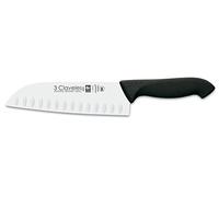 3 CLAVELES CUCHILLO SANTOKU ALVEOLADO Proflex Negro 18 cm - 7" D 3C