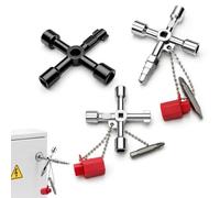 3 Cle Triangle,Cle Universelle Multifonction 4 Voies,Clef Triangle | Avec Têtes Triangle et Carrée,Clé Triangle Poubelle,Pour Armoire Electrique,Eau,Boîtier Compteur,Radiateurs, Ascenseurs