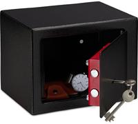 3 coffres-forts de meuble avec clé, serrure à double panneton, fixation murale ou au sol, mini-coffre-fort, H x L x P : 17 x 23 x 17, noir