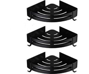 3-couche noir salle de bain étagère d'angle panier triangle rack organisateur étagère de douche savon panier salle de bain triangle rack de l'espace en aluminium