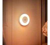 3 couleurs Lampe de nuit tactile LED lumineuse, lampe de chevet, applique murale, veilleuse rechargeable à intensité variable à piles, éclairage sans fil à coller sur le mur, le placard, la cuisine, s