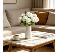 【3 € de réduction dès 10 €】1 pièce 13 pouces/33 cm Fleur d'hortensia artificielle à 7 têtes Fleur en soie Décoration florale pour salon et chambre Décoration florale artificielle pour mariage (blanc)
