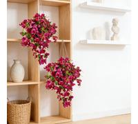 【3 € de réduction dès 10 €】2 pièces 60 cm de plantes artificielles suspendues, fleurs d'hibiscus, vigne, pour décoration de printemps, mariage en extérieur, longues tiges traînantes, plantes réalistes