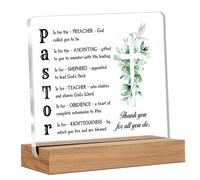 【3 € de réduction dès 10 €】Alphynix 1 pièce Plaque de leadership spirituel, décodage de l'acronyme « PASTOR » sur acrylique transparent avec socle en bois, inclut les définitions de « SHEPHERD » et «
