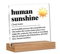 【3 € de réduction dès 10 €】Alphynix 1 pièce Plaque en acrylique « Human Sunshine », support en bois avec design de soleil jaune et définition inspirante « Une personne incroyable avec une âme magnifiq