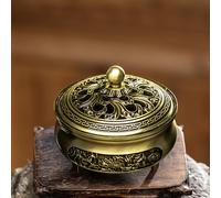 【3 € de réduction dès 10 €】Ju7cer 1 pièce Brûleur d'encens en alliage de Lotus doré avec couvercle - Style classique, idéal pour la décoration de Noël et l'exposition sur le sol, support d'encens