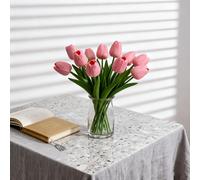 【3 € de réduction dès 10 €】Wei's moment 7 pièces de tulipes artificielles, fleurs artificielles en latex, aspect réaliste, pour décoration de fête, maison, mariage et décoration DIY, multicolore et ro