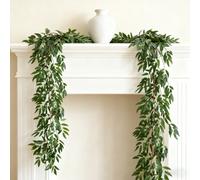 【3 € de réduction dès 10 €】Wei's moment Feuilles d'orme artificielles, branchettes de vigne, 2 pièces, 1,7 m, plante grimpante artificielle, guirlande en rotin, décoration verte pour intérieur et exté