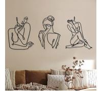 3 Décorations Murales Minimalistes Art Mural Abstrait en Métal Art Mural de Ligne de Femme Moderne Sculptures Murales de Corps Fé