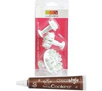 3 découpoirs et éjecteurs à pâte à sucre Flocons + 1 Stylo chocolat Multicolore G