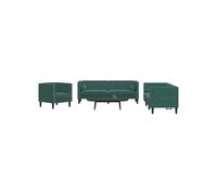 3-delige Loungeset Chesterfield en bolsters fluweel donkergroen3209283