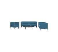 vidaXL 3-delige Loungeset Chesterfield met bolsters fluweel blauw3209289 Bleu G