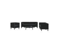 vidaXL Ensemble de canapé Chesterfield et traversins 3pcs noir velours