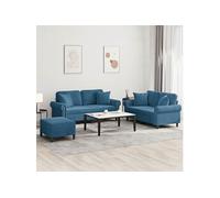 vidaXL Ensemble de canapés 3 pièces 3202249 avec coussins velours bleu