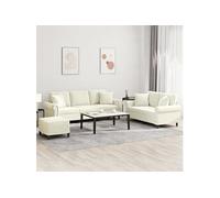 3-delige Loungeset met kussens fluweel crÃmekleurig3202288