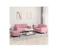 vidaXL Ensemble de canapés 3 pcs avec coussins rose velours 3202007