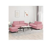 vidaXL Ensemble de canapés 3 pcs - Rose Velours