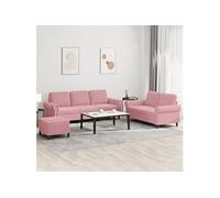 vidaXL Ensemble de canapés 3 pièces 3202263 – Velours rose avec coussins