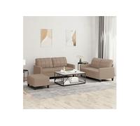 vidaXL 3-delige Loungeset met kussens kunstleer cappuccino3201367 Marron G