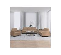vidaXL Ensemble de Canapés avec Coussins 3 pcs, Canapés avec Accoudoirs et Dossier, Ensemble de Meubles, Mobilier de Salon, Moderne, Cappuccino Similicuir