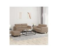 Vidaxl Ensemble De Canapés 3 Pcs Avec Coussins Cappuccino Similicuir