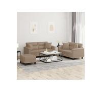 vidaXL 3-delige Loungeset met kussens kunstleer cappuccinokleurig3202381 Marron G