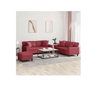 3-delige Loungeset met kussens kunstleer wijnrood3201932